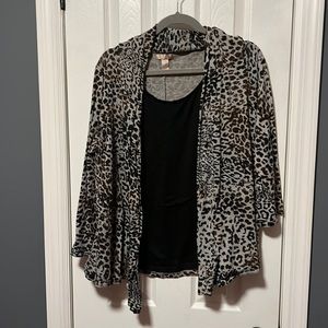 Cheetah Print ladies twofer blouse - XXL